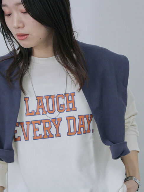 Samansa Mos2 blue「裏毛ロゴスウェット」|Tシャツ・カットソー|