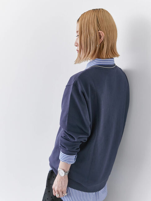 Samansa Mos2 blue「裏毛ロゴスウェット」|Tシャツ・カットソー|