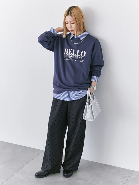 Samansa Mos2 blue「裏毛ロゴスウェット」|Tシャツ・カットソー|