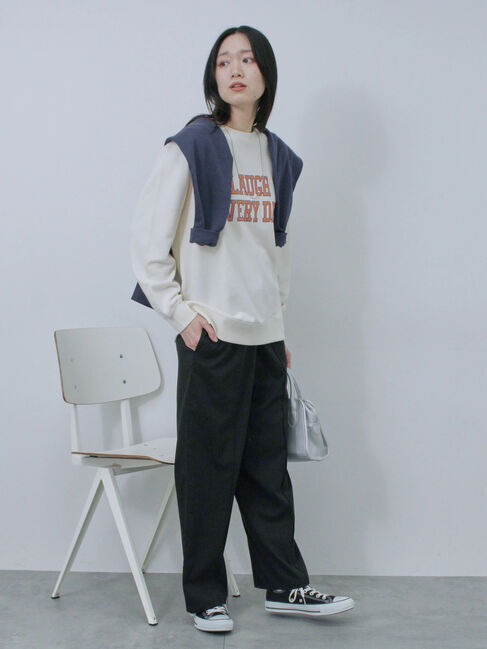 Samansa Mos2 blue「裏毛ロゴスウェット」|Tシャツ・カットソー|