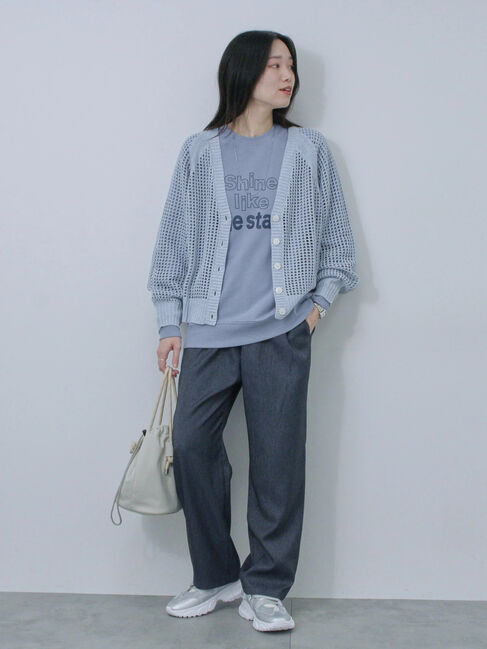 Samansa Mos2 blue「裏毛ロゴスウェット」|Tシャツ・カットソー|