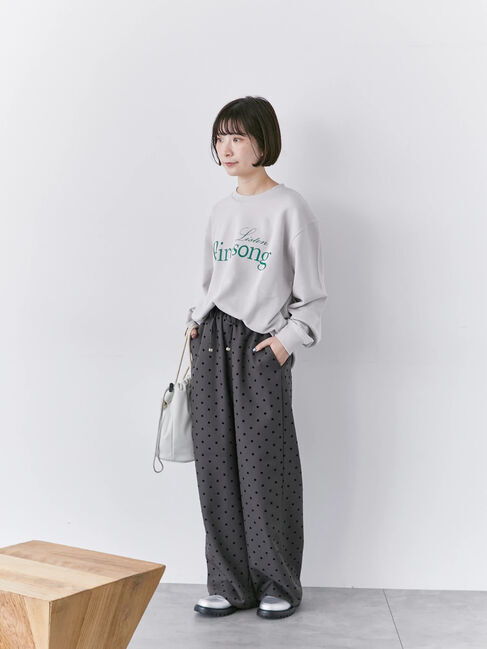 Samansa Mos2 blue「裏毛ロゴスウェット」|Tシャツ・カットソー|