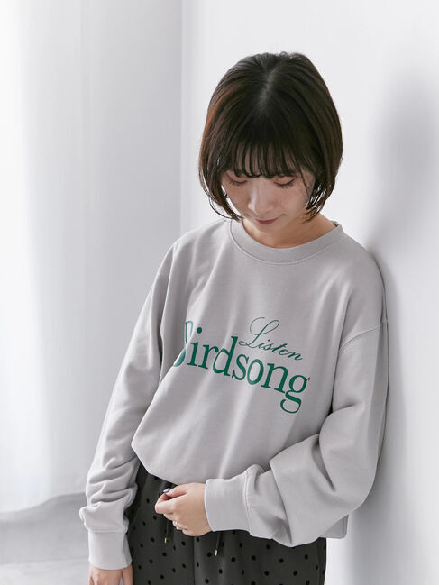 Samansa Mos2 blue「裏毛ロゴスウェット」|Tシャツ・カットソー|