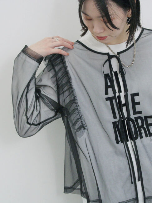 Samansa Mos2 blue「2wayラメチュールフリルプルオーバー」|Tシャツ・カットソー|