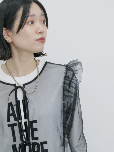 Samansa Mos2 blue「2wayラメチュールフリルプルオーバー」|Tシャツ・カットソー|