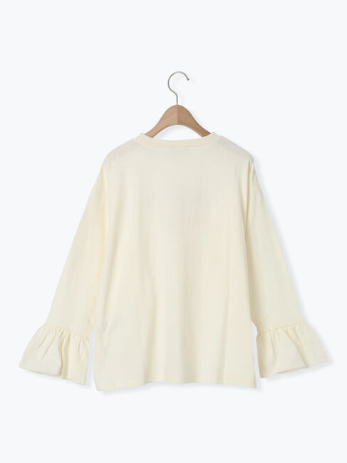 Samansa Mos2「袖口フリルメロウロゴプリントロンT」|Tシャツ・カットソー|