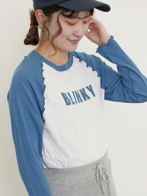 Samansa Mos2「シアーラグランロゴTシャツ」|Tシャツ・カットソー|ブルー