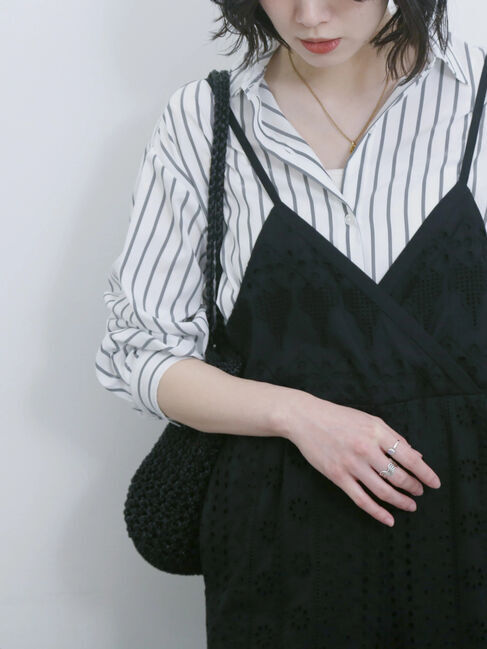 Samansa Mos2 blue「【接触冷感】マルチスタイルシャツ」|シャツ・ブラウス|ブラック