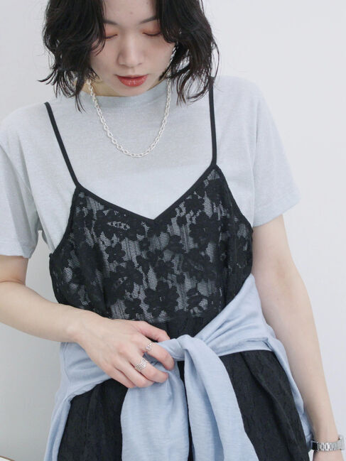 Samansa Mos2 blue「メッシュレースキャミワンピース」|ワンピース|