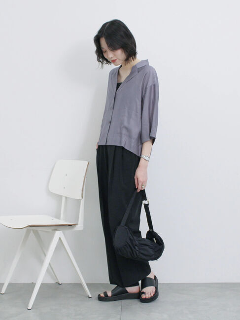 Samansa Mos2 blue「シアー開襟シャツ」|シャツ・ブラウス|