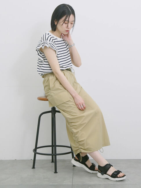 Samansa Mos2 blue「ナイロンカーゴスカート」|スカート|