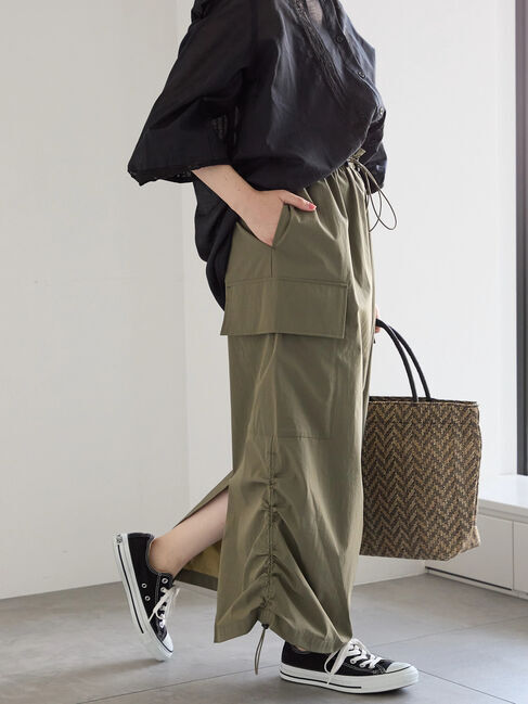 Samansa Mos2 blue「ナイロンカーゴスカート」|スカート|