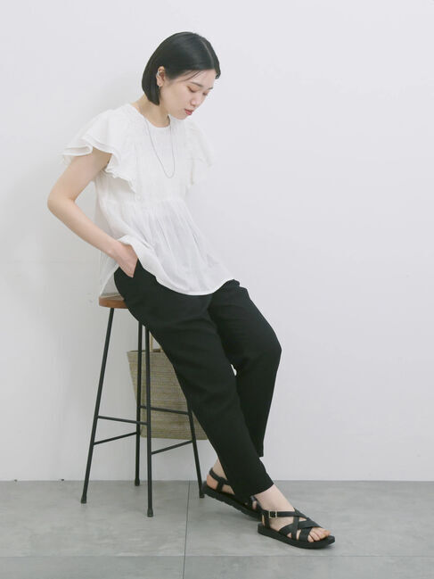 Samansa Mos2 blue「【Made in India】シャーリングブラウス」|シャツ・ブラウス|