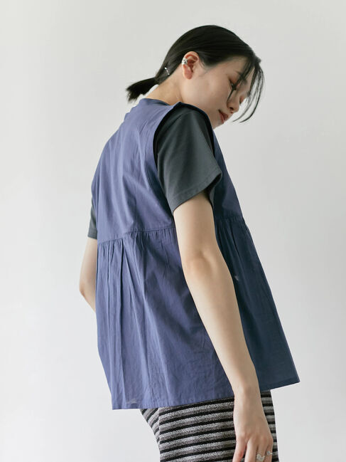 Samansa Mos2 blue「【Made in India】リボンベスト」|シャツ・ブラウス|