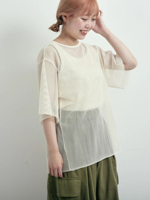 SM2「メッシュTシャツ&プリントノースリーブSET」|Tシャツ・カットソー|オフホワイト