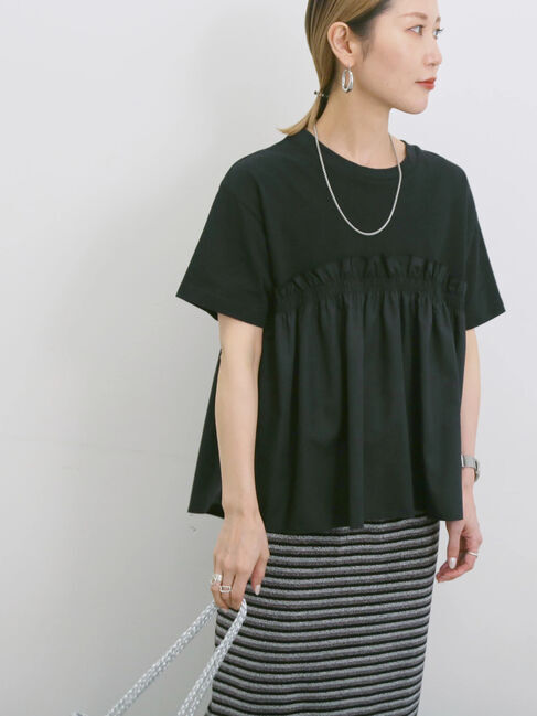 Samansa Mos2 blue「アソートドッキングプルオーバー」|Tシャツ・カットソー|