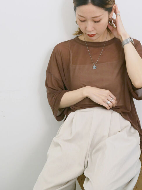 Samansa Mos2 blue「◎シアープルオーバー」|Tシャツ・カットソー|