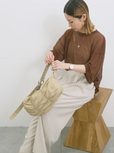 Samansa Mos2 blue「◎シアープルオーバー」|Tシャツ・カットソー|