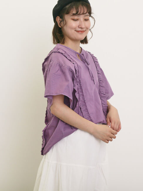 Samansa Mos2「フリル前後2WAYブラウス」|シャツ・ブラウス|パープル