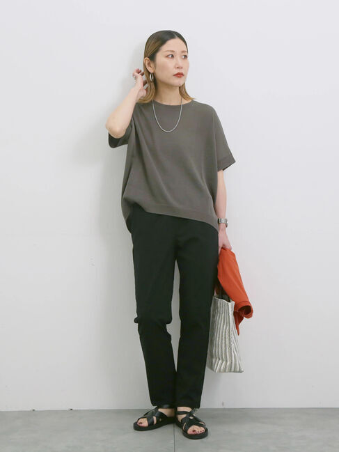 Samansa Mos2 blue「【マシンウォッシャブル】麻タッチニットプルオーバー」|ニット・セーター|