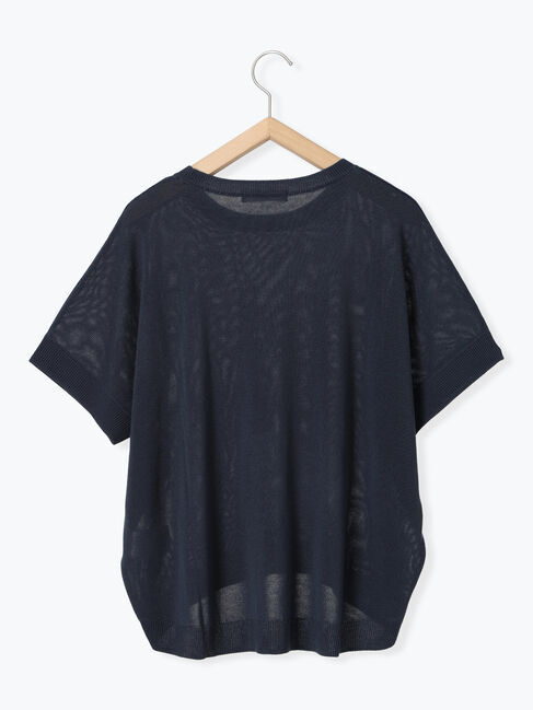 Samansa Mos2 blue「【マシンウォッシャブル】麻タッチニットプルオーバー」|ニット・セーター|