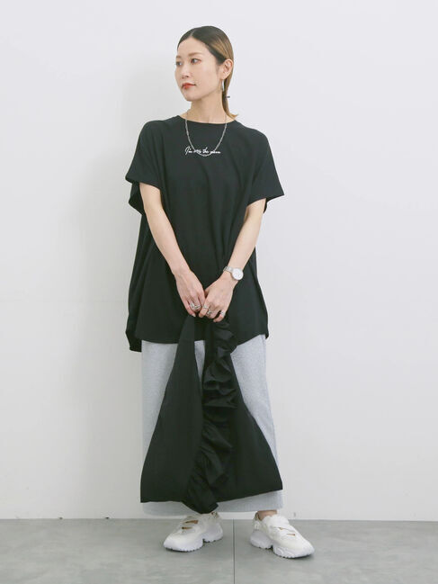 Samansa Mos2 blue「◎【接触冷感】ロゴプリントチュニック」|Tシャツ・カットソー|