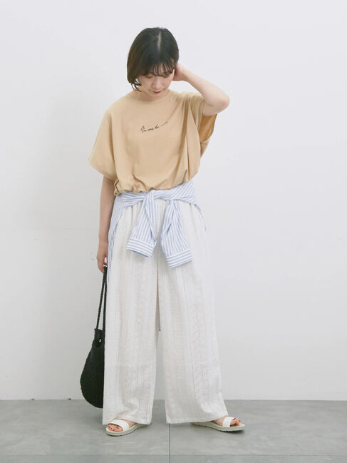 Samansa Mos2 blue「◎【接触冷感】ロゴプリントチュニック」|Tシャツ・カットソー|