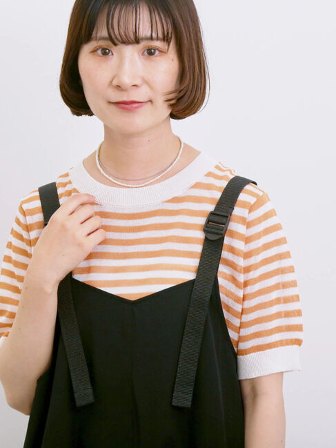 Samansa Mos2 blue「◎ボーダーニットプルオーバー」|ニット・セーター|