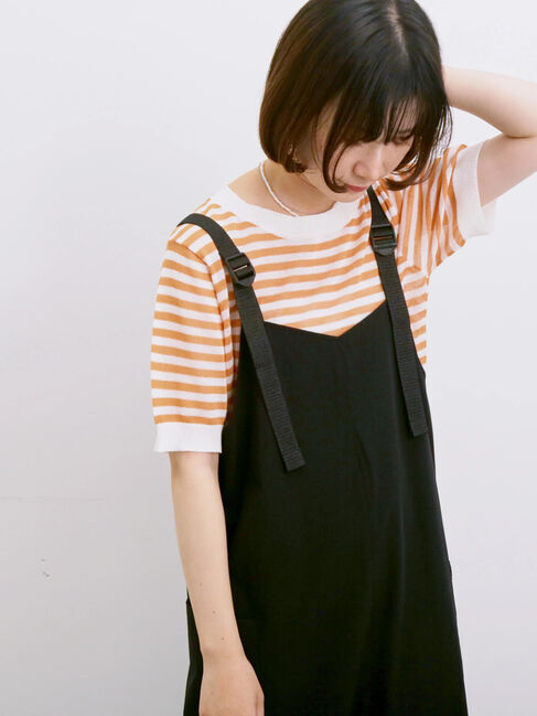 Samansa Mos2 blue「◎ボーダーニットプルオーバー」|ニット・セーター|