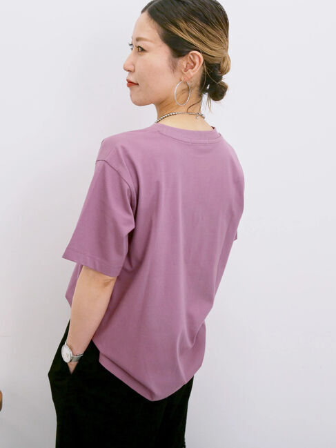 Samansa Mos2 blue「【接触冷感】ロゴプリントTシャツ」|Tシャツ・カットソー|