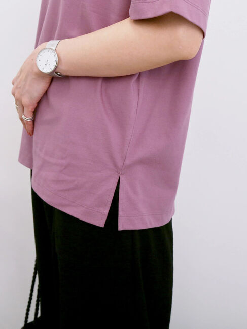 Samansa Mos2 blue「【接触冷感】ロゴプリントTシャツ」|Tシャツ・カットソー|