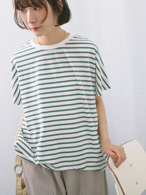 Samansa Mos2 blue「【USAコットン】アソートフレンチスリーブTシャツ」|Tシャツ・カットソー|