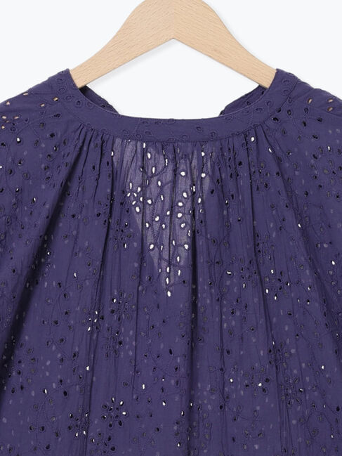 Samansa Mos2 blue「【Made in India】タッセル付ギャザーレースブラウス」|シャツ・ブラウス|