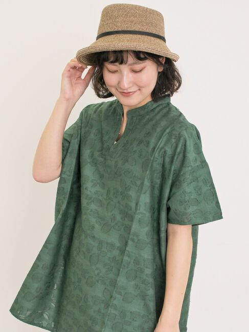 Samansa Mos2「レモン柄ジャカードチュニック」|シャツ・ブラウス|