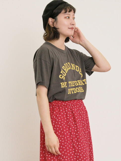 Samansa Mos2「【オーガニックコットン】ロゴプリントTシャツ」|Tシャツ・カットソー|