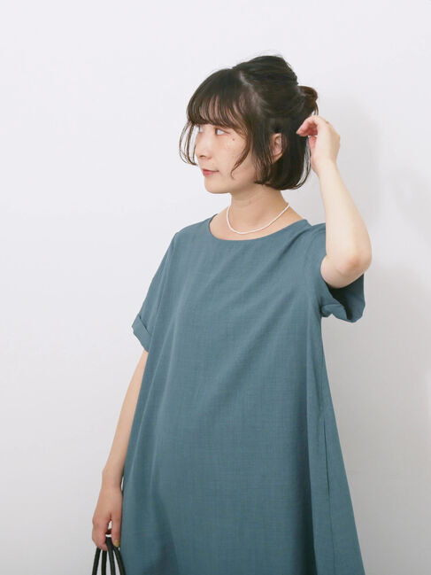 Samansa Mos2 blue「リネンタッチマキシティアードワンピース」|ワンピース|