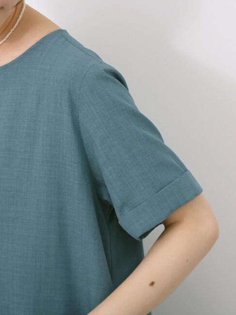 Samansa Mos2 blue「リネンタッチマキシティアードワンピース」|ワンピース|