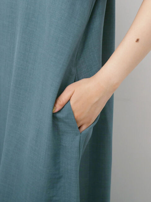 Samansa Mos2 blue「リネンタッチマキシティアードワンピース」|ワンピース|