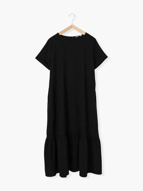 Samansa Mos2 blue「リネンタッチマキシティアードワンピース」|ワンピース|