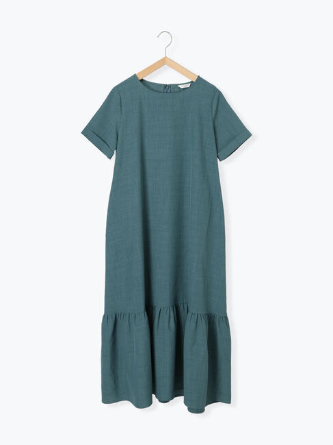 Samansa Mos2 blue「リネンタッチマキシティアードワンピース」|ワンピース|