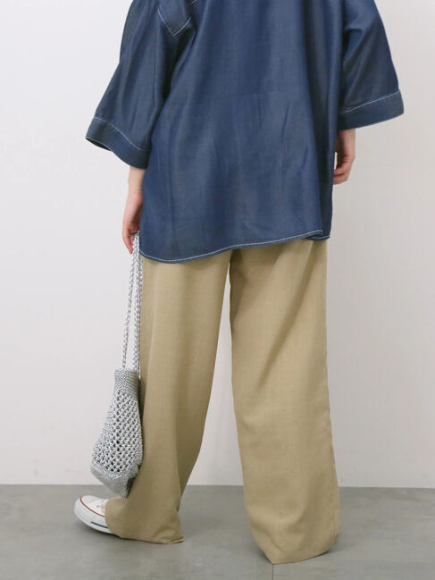 Samansa Mos2 blue「リネンタッチイージーパンツ」|その他|