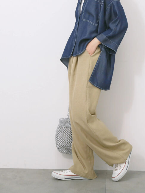 Samansa Mos2 blue「リネンタッチイージーパンツ」|その他|