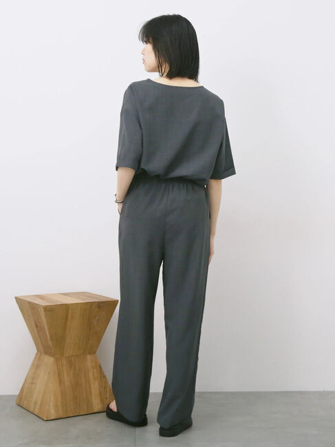 Samansa Mos2 blue「リネンタッチワイドブラウス」|シャツ・ブラウス|