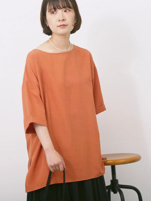 Samansa Mos2 blue「リネンタッチワイドブラウス」|シャツ・ブラウス|