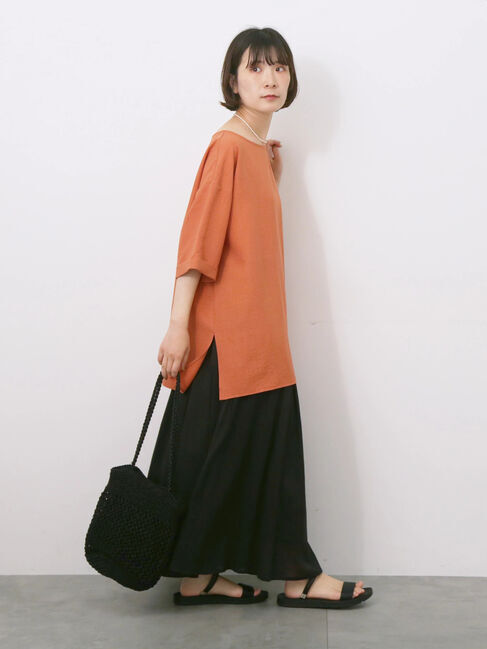 Samansa Mos2 blue「リネンタッチワイドブラウス」|シャツ・ブラウス|