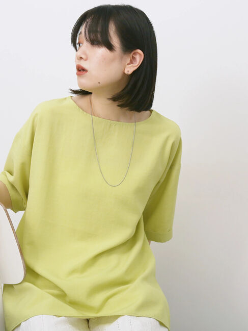 Samansa Mos2 blue「リネンタッチワイドブラウス」|シャツ・ブラウス|