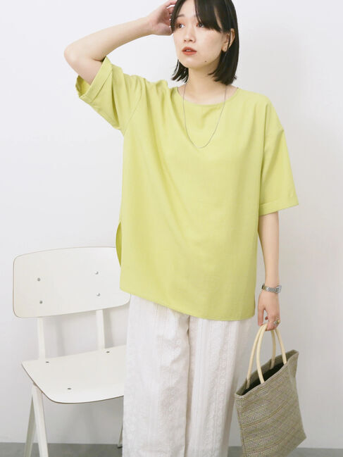 Samansa Mos2 blue「リネンタッチワイドブラウス」|シャツ・ブラウス|