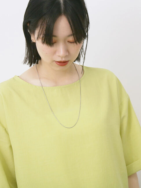 Samansa Mos2 blue「リネンタッチワイドブラウス」|シャツ・ブラウス|