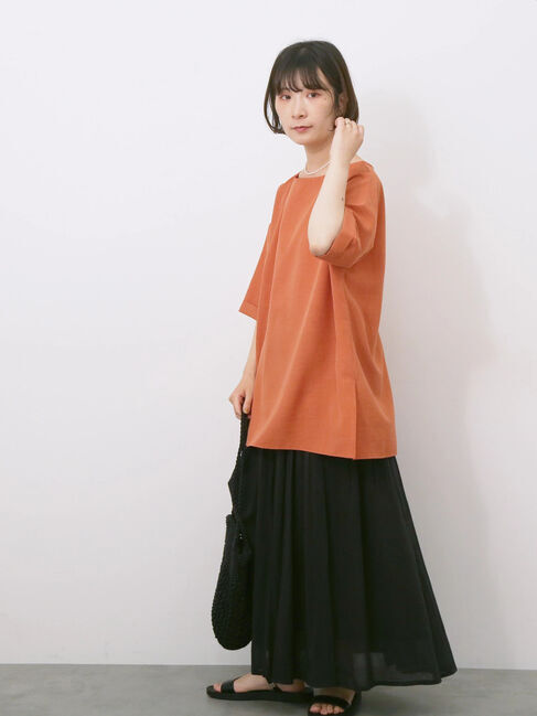 Samansa Mos2 blue「リネンタッチワイドブラウス」|シャツ・ブラウス|