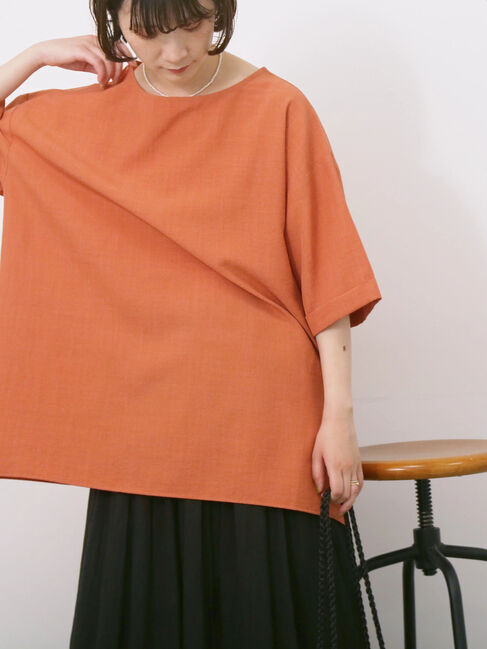 Samansa Mos2 blue「リネンタッチワイドブラウス」|シャツ・ブラウス|